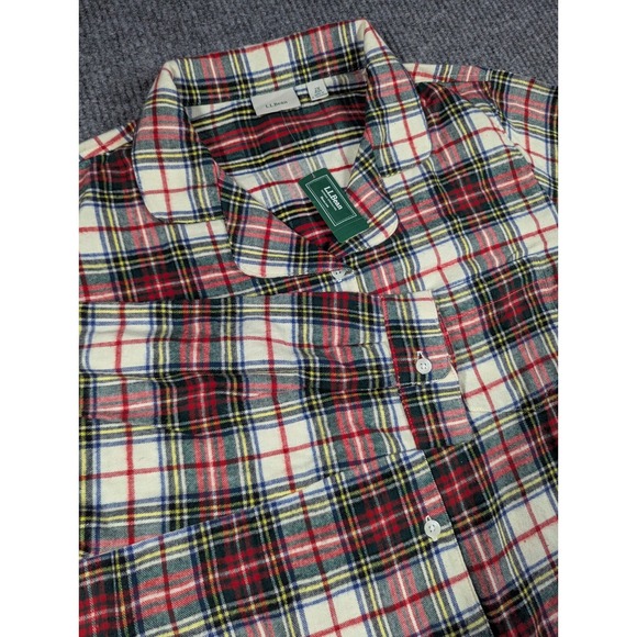 LL Bean Pajama Top Womens 2X Plus Red Scotch Plaid Flannel 503174 NEW W Tags $79 - Picture 1 of 8